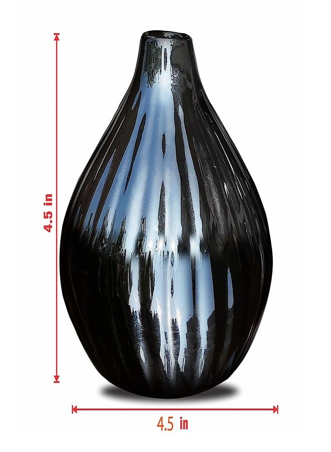 Pure Source India Ceramic Vase with 6 Pcs Reed Sticks for Home Décor || Center Table || Bedroom || Living Room and Office Decoration (Black) - Image 5